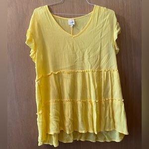 Yellow ruffle blouse